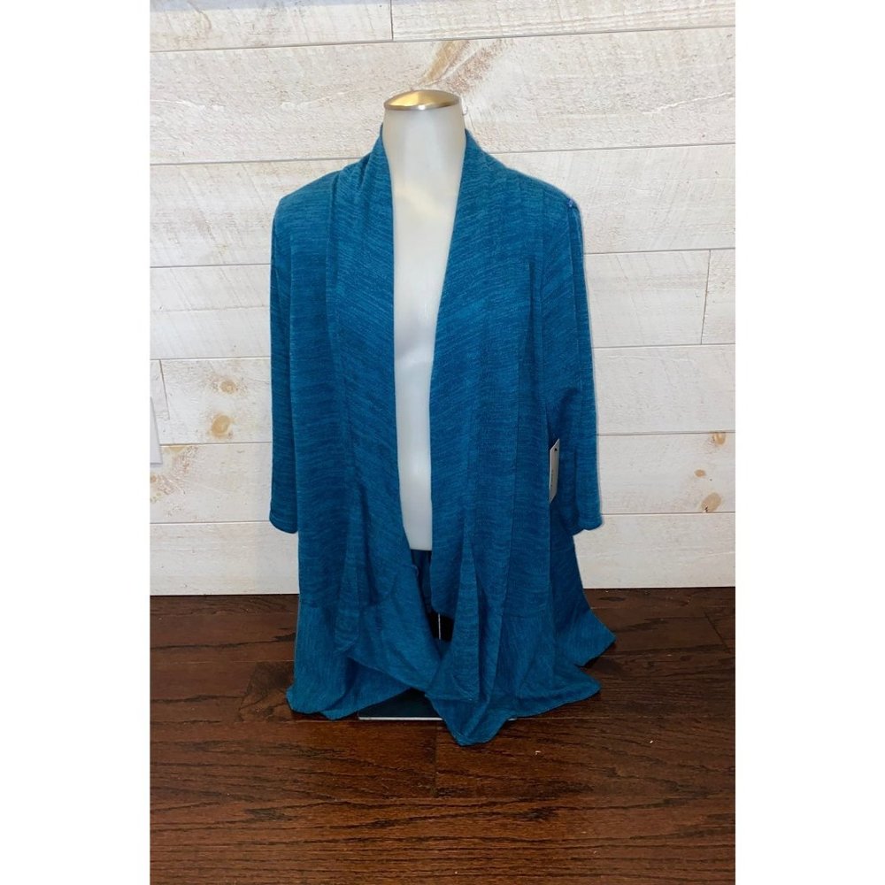 NWT Kiyonna Plus Size Teal Waterfall Cardigan 2X